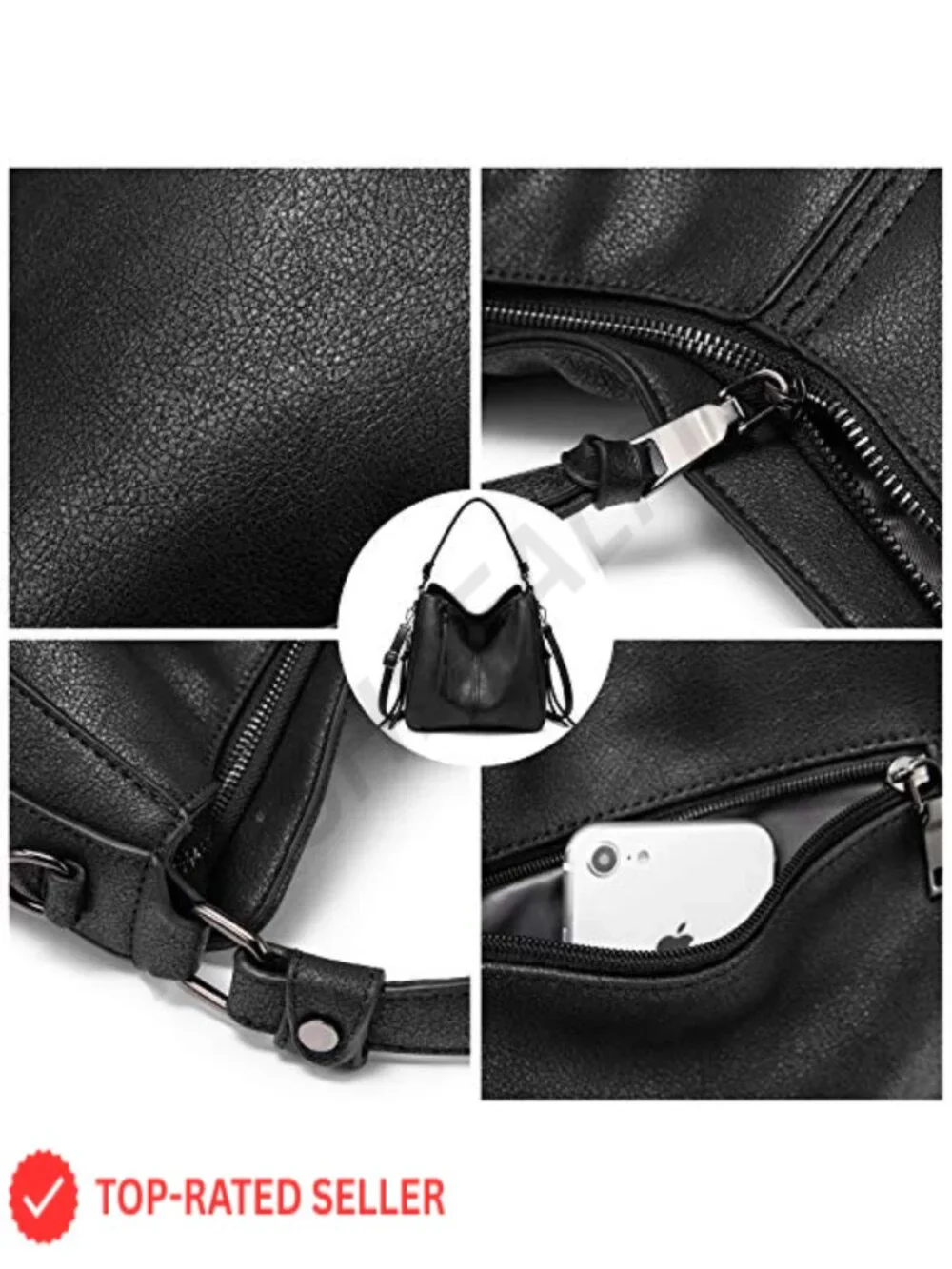 Women's Hobo Crossbody Bag Faux Leather Large Capacity Multi-Pocket Adjustable